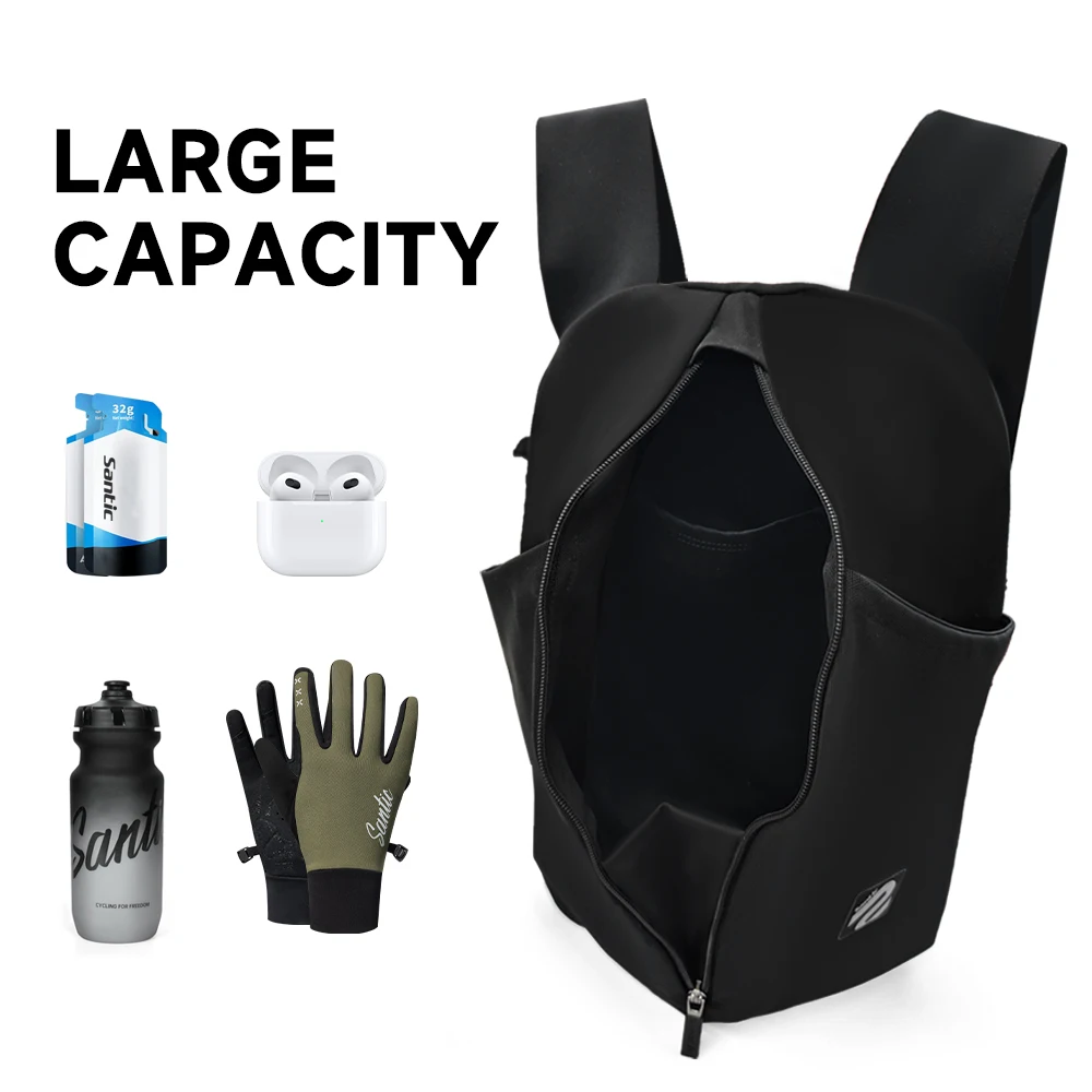 Santic Soft Shell Cycling Backpack Outdoor 4L Small Sports Bag Portable 3-in-1 Water Bottle Gloves Keys Wallet Storage Backpack