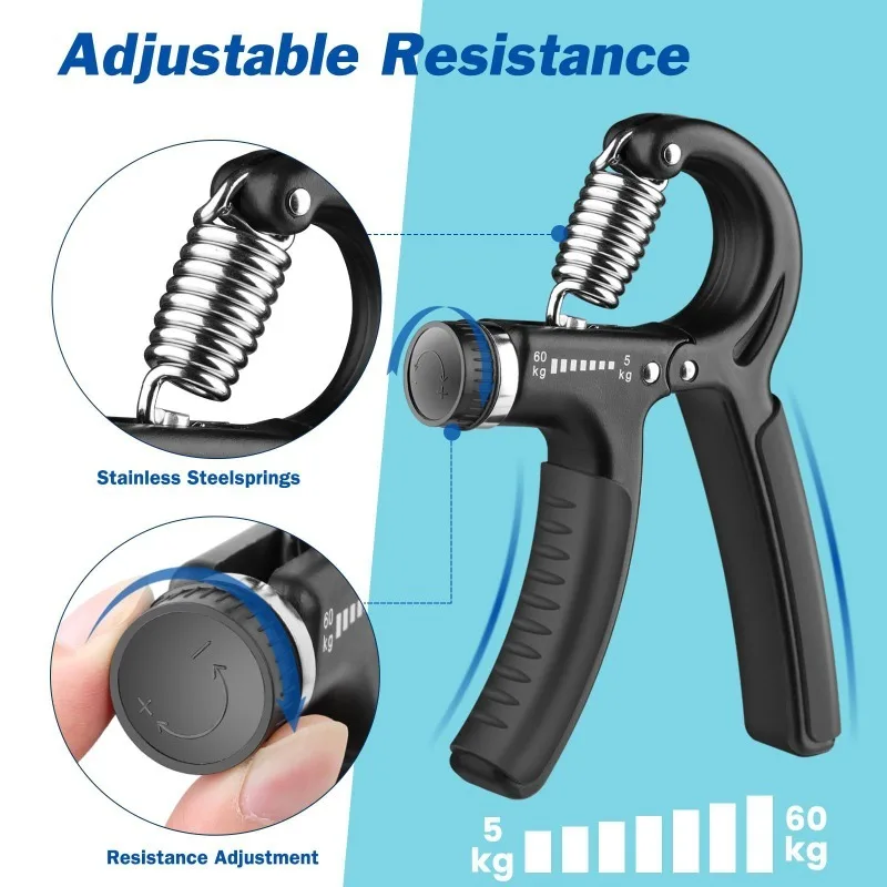 11~132lb Adjustable Hand Grip Strengthener Forearm Exerciser Finger Rehabilitation Gym Accessories Men Arms Trainer Yoga Gripper