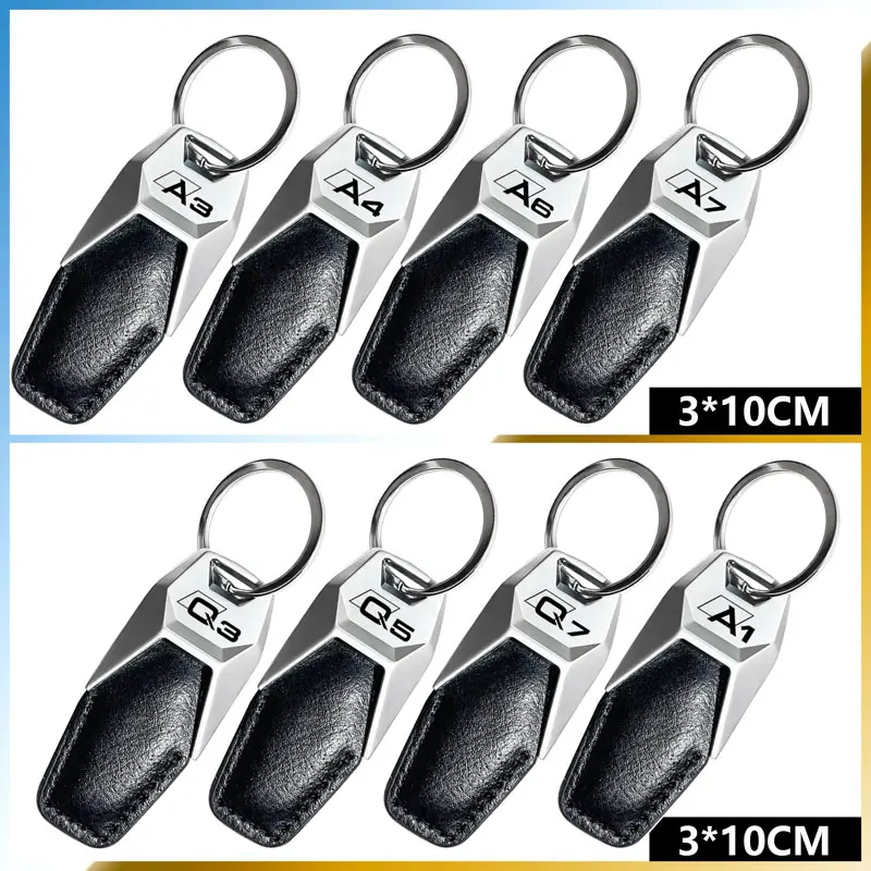 Sporty Style PU Leather Key Chain Metal Car Key Ring Key Pendant Giftware For Audi A3 A4 A6 A7 Q5 Q7 Q3 Auto Parts