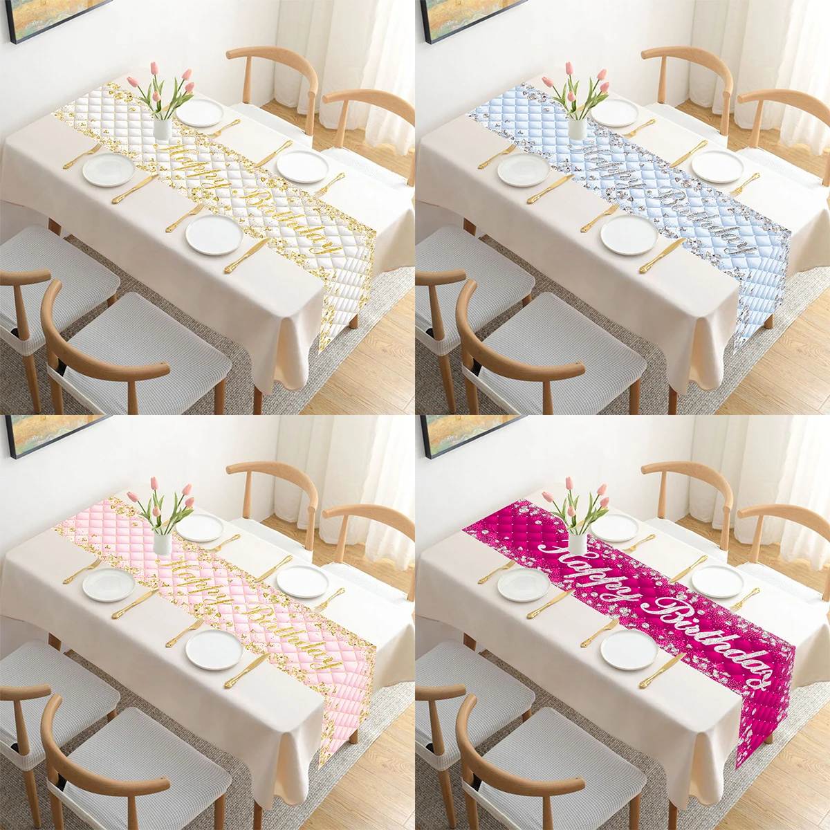 35x180cm Black Gold Table Runner 18 21 30 40 50 60 Years Birthday Party Decoration Adult Gold Glitter Birthday Tablerunners