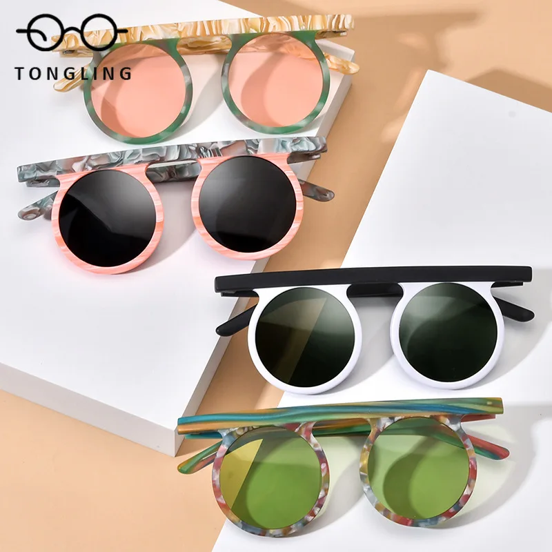 2026 New Women Fashion Matte High-Quality Handcrafted Superior Acetate Round Men Personalized Outdoor Polarized Driving Sunglass