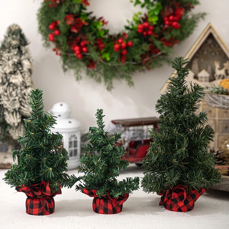 

21/24/31CM Artificial PVC Christmas Tree Desktop Decor Fake Plants Home New Year Wedding Christmas Tree Ornament