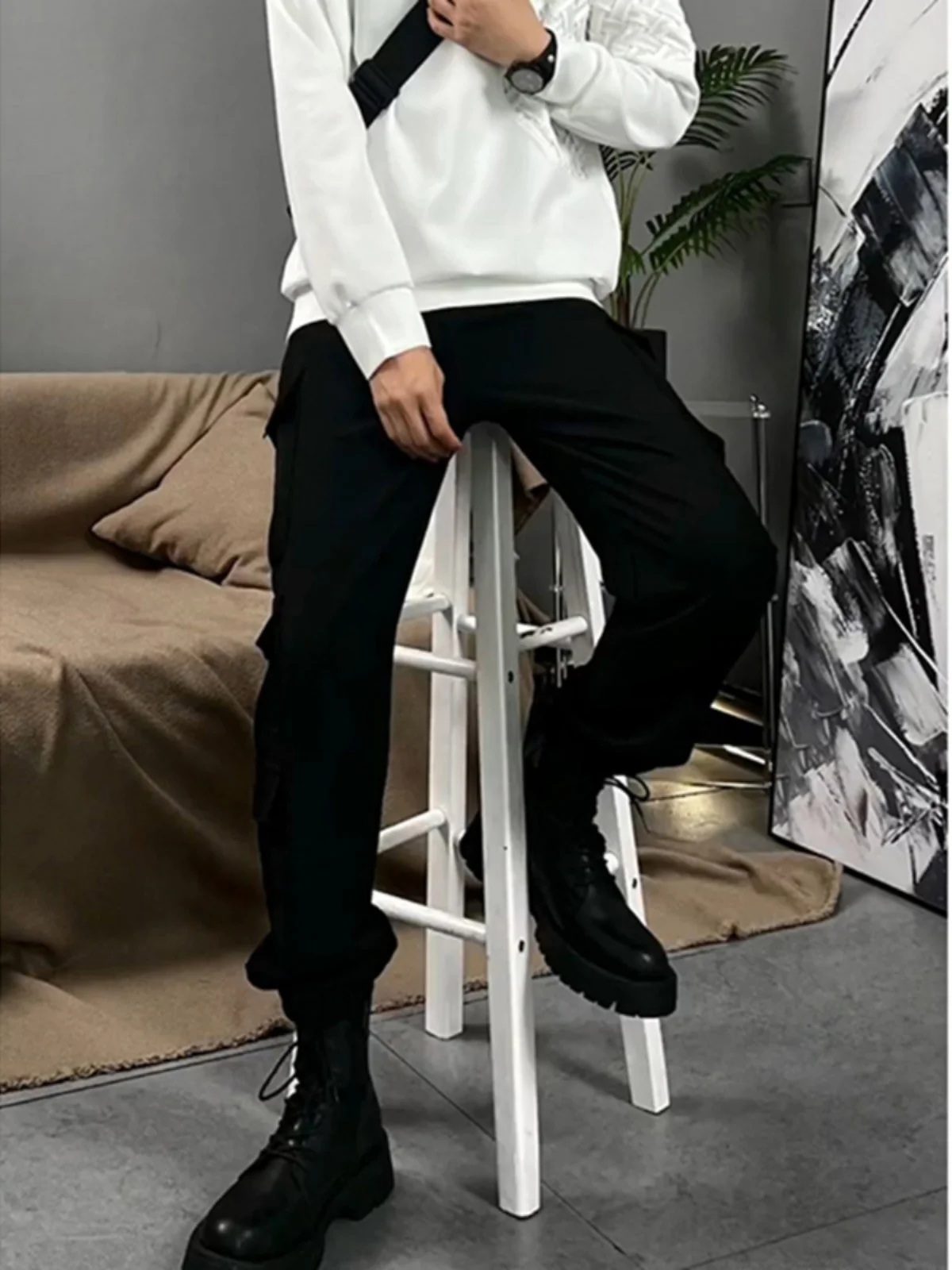 

Зимние утепленные повседневные брюки из флиса для мужчин, прямые брюки в стиле High Street, подходящие к ботинкам, молодежные, для отдыха, модные