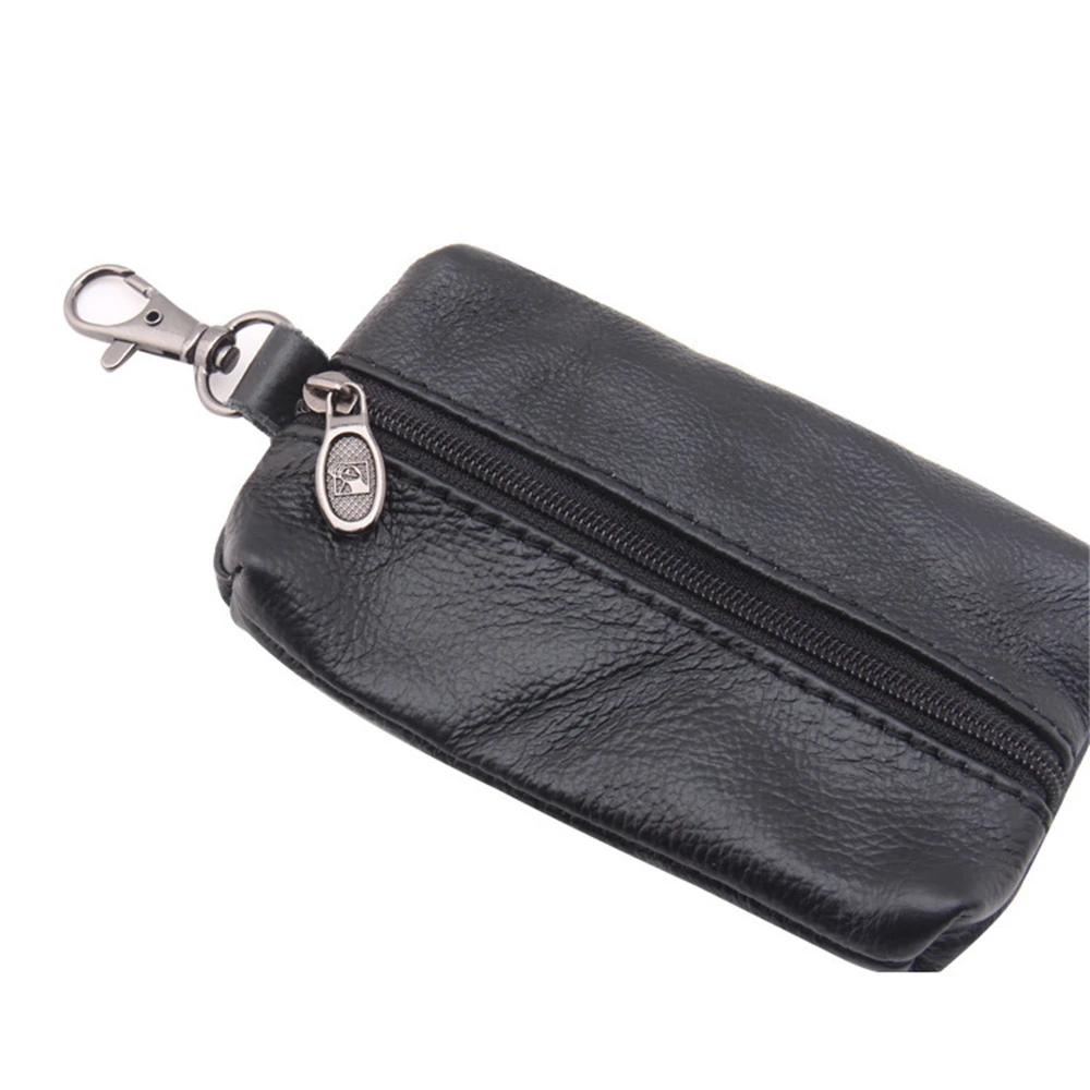 

Man Key Wallets Short Women Men Keys Organizer PU Leather Zipper Car Key Chain Wallet Keychain Housekeeper Black Wine Red
