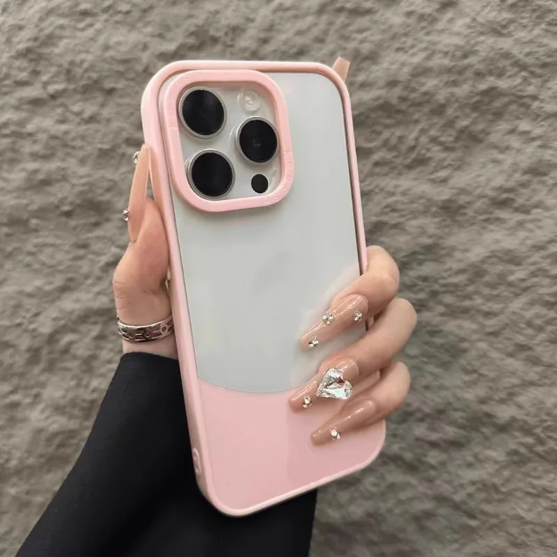 حافظة هاتف شفافة بإطار من السيليكون الناعم بلون الحلوى لهاتف آيفون 16 15 14 13 12 11 Pro Max Plus غلاف مقاوم للصدمات