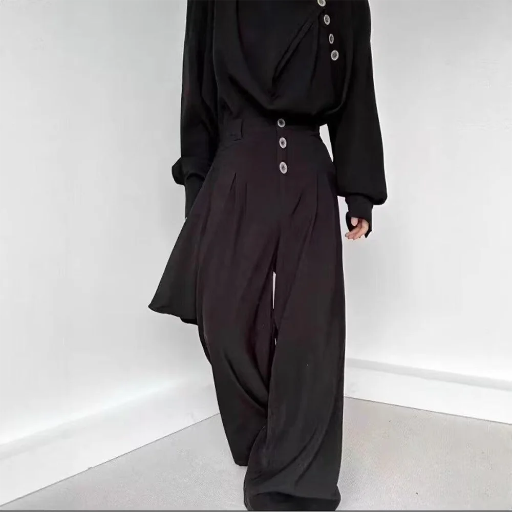 

Winter New Men's Solid Color High-Waisted Trousers Unisex American Retro Fashion Trend High Street Casual Loose Men's Bottoms