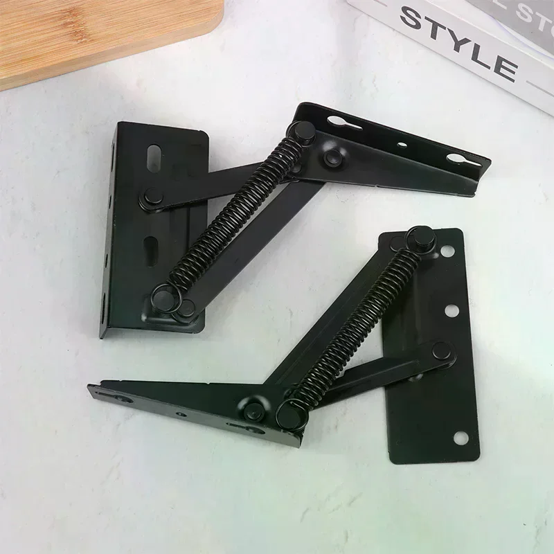 [MA]2Pcs/Pair Steel Spring Hinge 80 Degree Foldable Lifting Bracket Cabinets Sofa Hinge Lifter Furniture Storage Support Hinges
