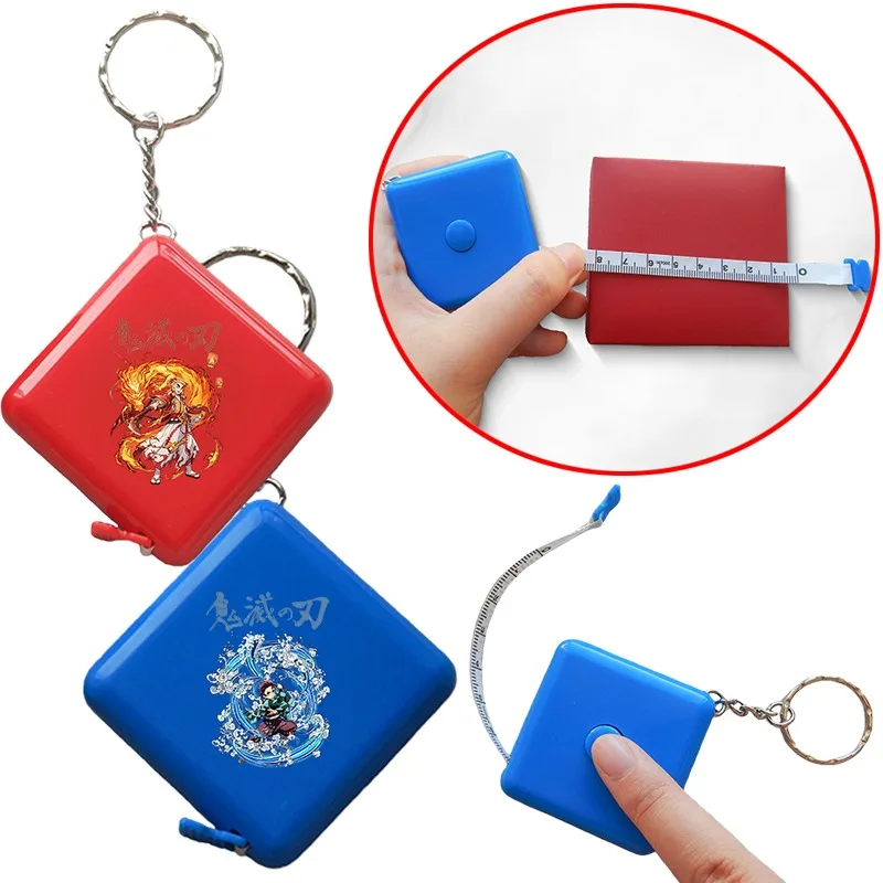 

Рулетка-брелок Demon Slayer Танджиро для детей, портативная, квадратная, аниме, для студентов, с автоматическим втягиванием, измерительная лента