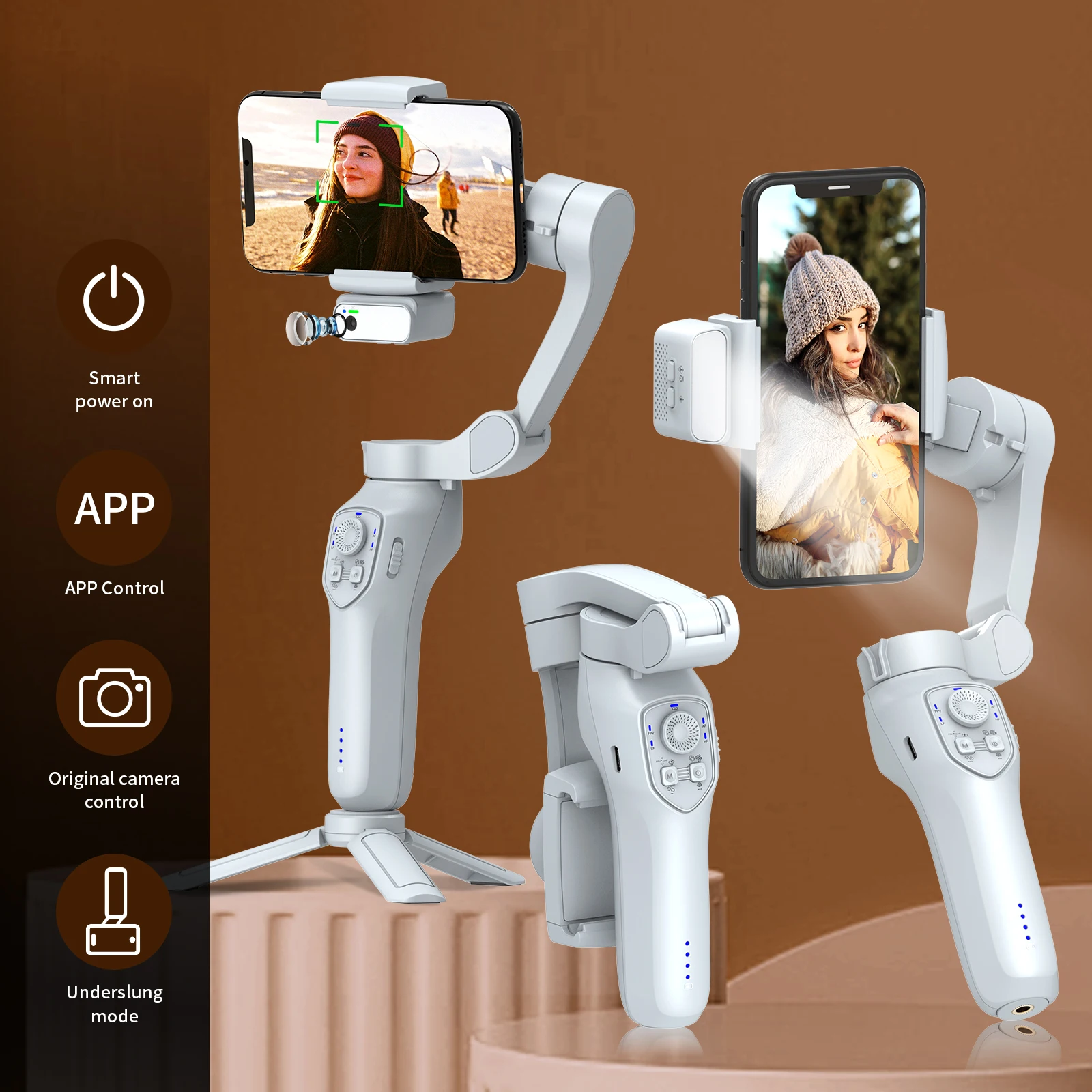 

3-Axis Handheld Gimbal Stabilizer for Smartphone with Fill Light for iPhone Android Face Tracking Live Vlog Smart Gimbals L7C