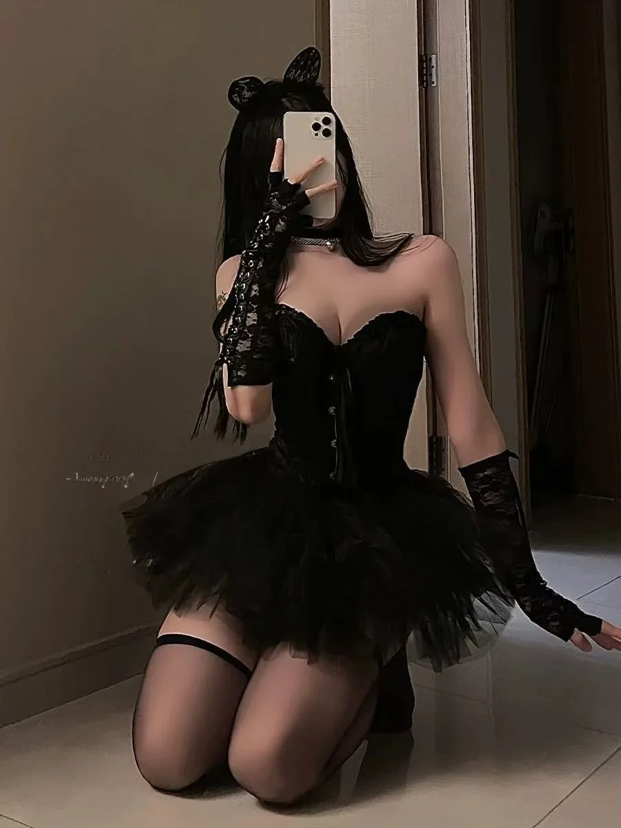 

Sexy Pure Desire loween orm Cosplay Costume Cisas Angel Maid Rabbit Girl Dr High Waist Polyester Skirt