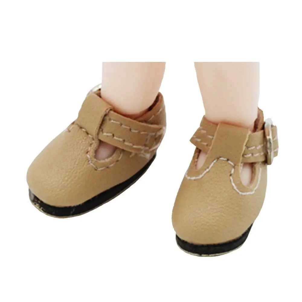 2.8cm * 1.2cm BJD Doll's Shoes Mini Size T-shaped Button Princess Shoes PU Leather Fashion Design Boots Accessories