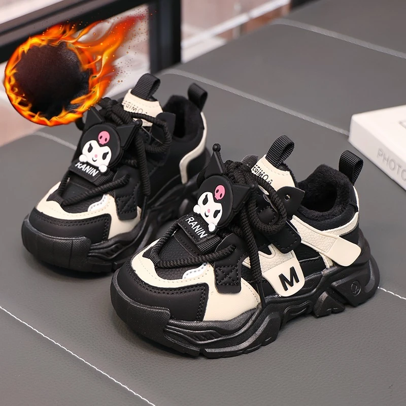 

Спортивная обувь Kuromi для девочек, зимние теплые кроссовки для бега, теннисная обувь, новинка Sanrio Hello Kitty Kawaii, детская повседневная обувь с героями мультфильмов, милая