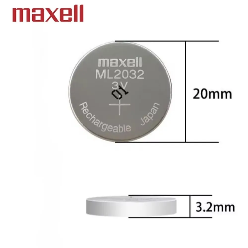 10PCS Original-MAXELL ML2032 3V Lithium Rechargeable Battery Replaces CR2032 DL2032 ECR2032 for Remote Motherboard Clock Toy