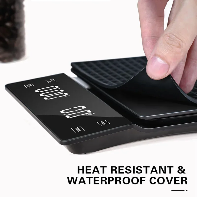 Pour Over Drip Espresso Coffee Scale, 3kg/0.1g Multifunction Digital LCD Weighing Scale with Timer for Kitchen Brewing Use
