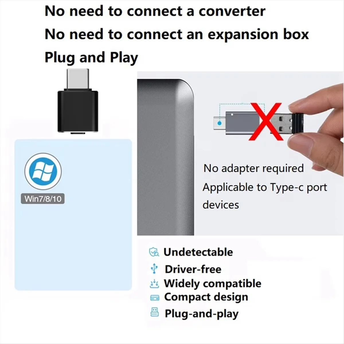 ATP-USB C Mouse Jiggler Undetectable Automatic Type C Mouse Mover 3 Jiggle Modes Driver Free for Keeps Computer Awake Silver