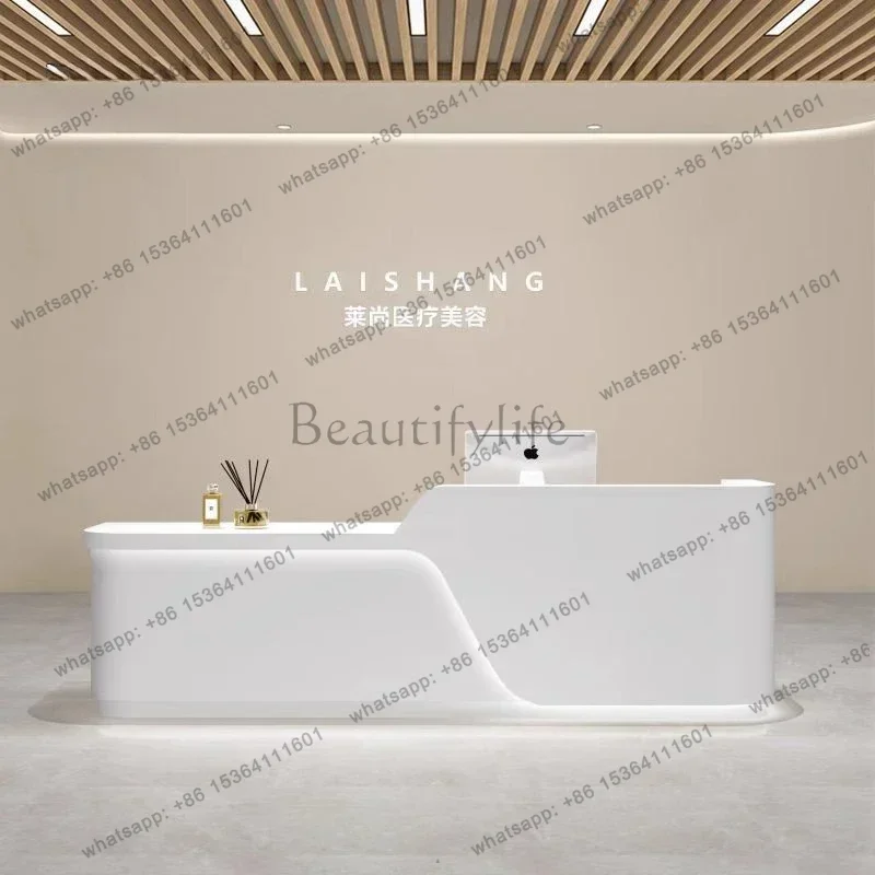 LJY Desk Beauty Salon Dental Clinic Bar Luxury Nail Art Modern Minimalist Company Reception Desk Training Institution Informatio