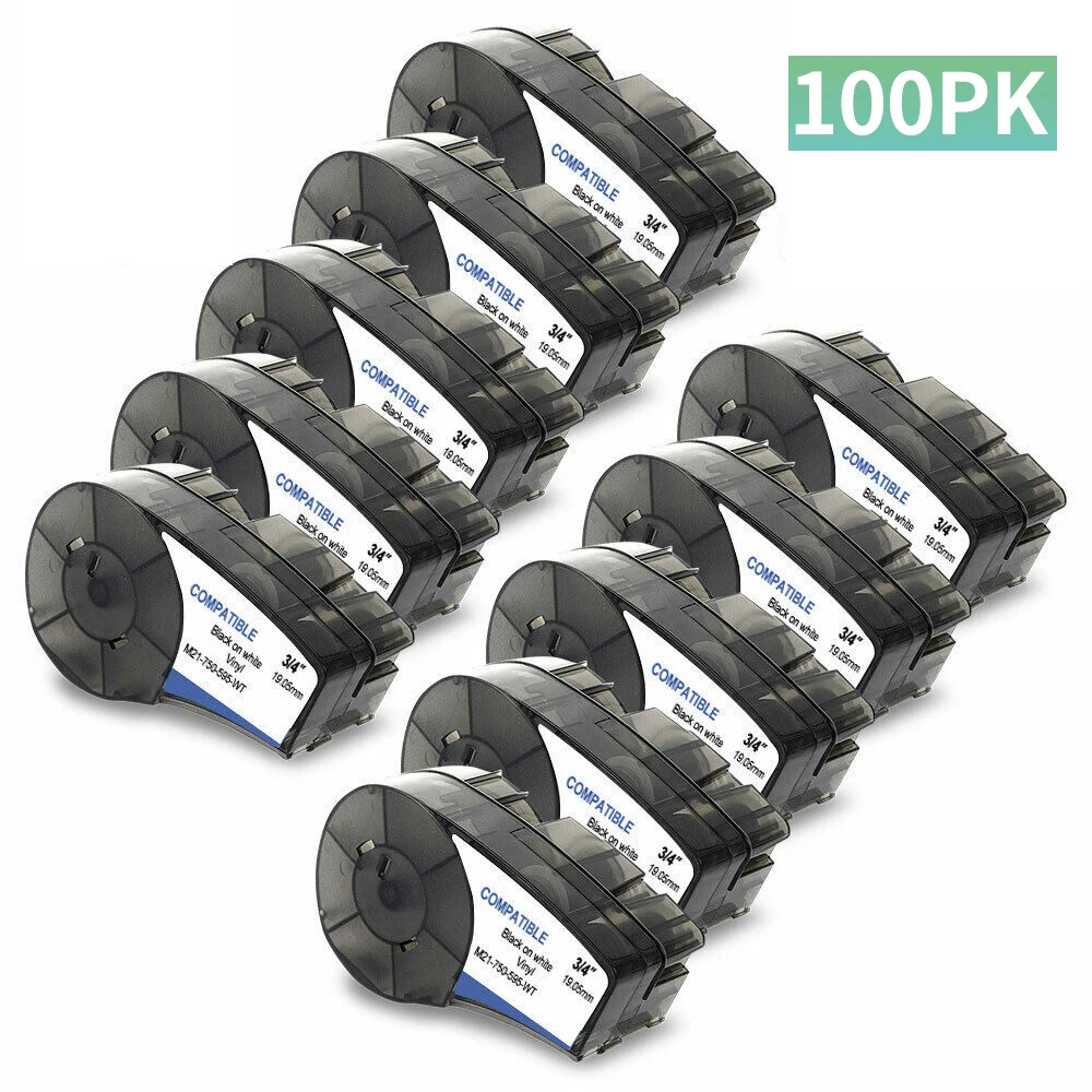 1PK-100PK Vinyl Label Tape Compatible for M21-750-595 19.1mm Black/White 3/4' for Brady BMP21-Plus BMP21-LAB Label Machine Maker