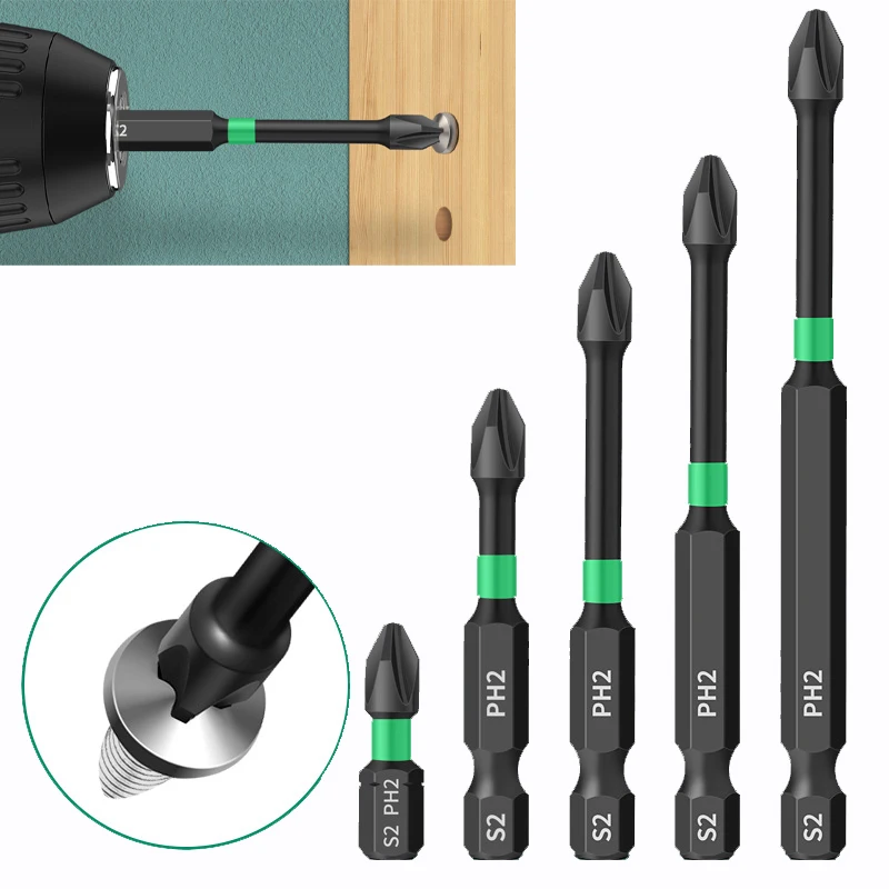 

Strong Magnetic Shock-resistant Phillips Screwdriver Bit S2 PH2 Nut Driver Screw Key 6.35mm Hexagonal Shank ﻿for Rotary Tools