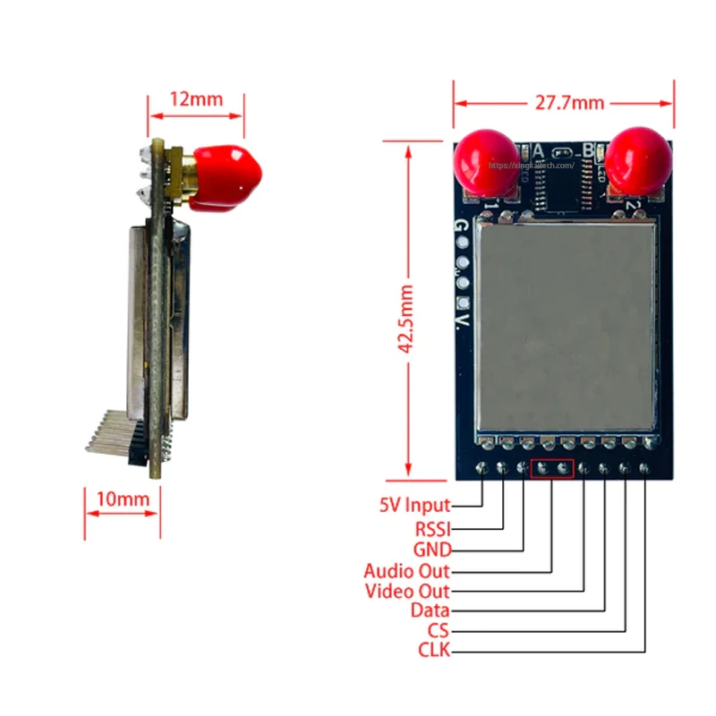 

4.9G VRX 8CH Video FPV Receiver Module With Demodulation System And RF Connector Suitable For FPV Glasses VRX Drone Accessories