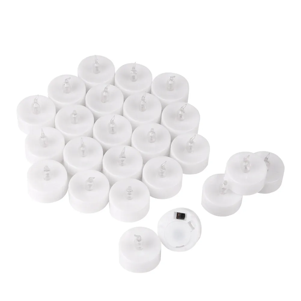 Pack of 24 Electronic Lights Flameless LED Tea Lights Warm White Powered Realistic Flickering Decorative Tealight