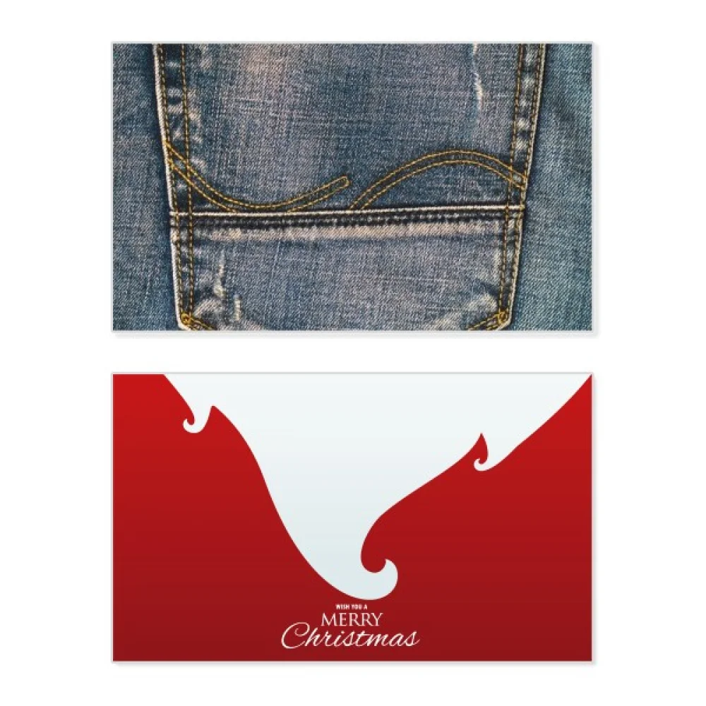 Pocket Denim Jean Cowboy Lining Textile Holiday Holiday Merry mas Congrats Card Xmas Letter Message