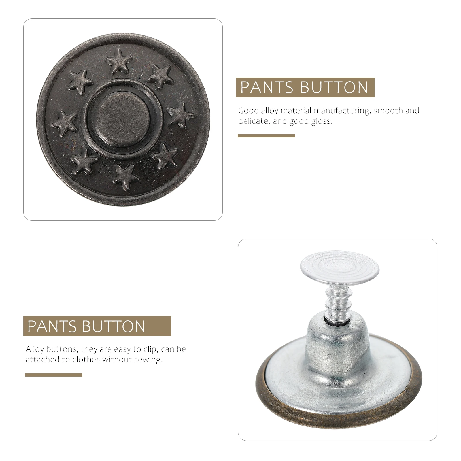 

1 Box Alloy Waist Button No Sewing Needed Adjustable Jeans Buttons for Thinning Down Waist Detachable Pants Fastener Button