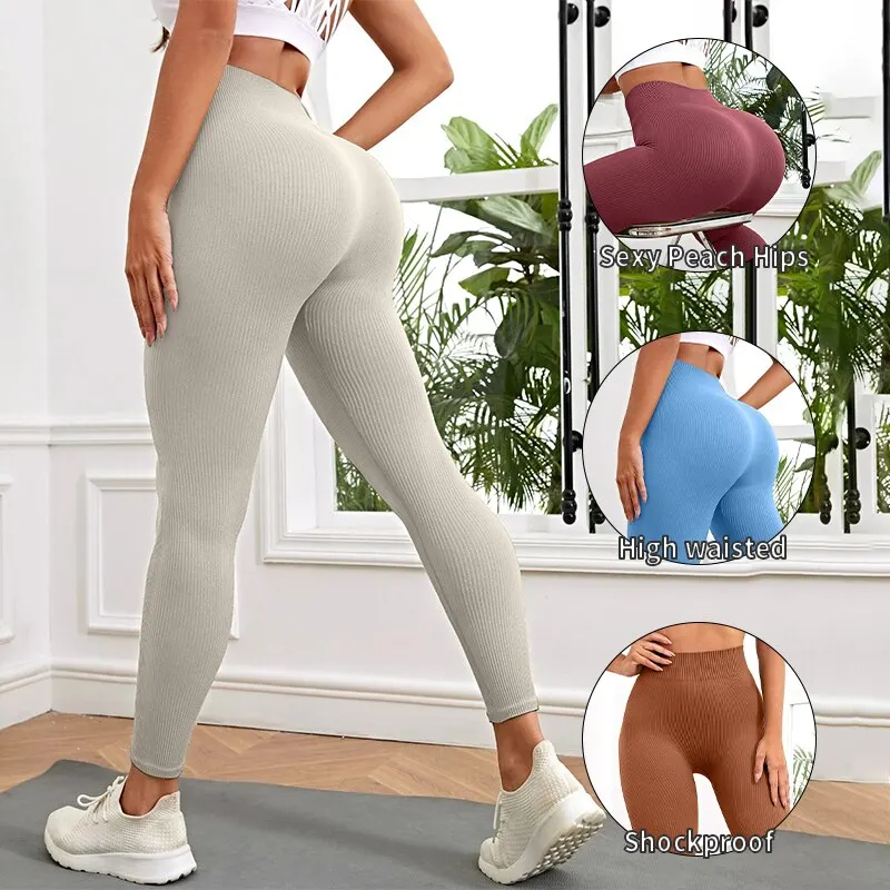 Pantalones de yoga para mujer, mallas deportivas de cintura alta para gimnasio, mallas para correr sin costuras para mujer