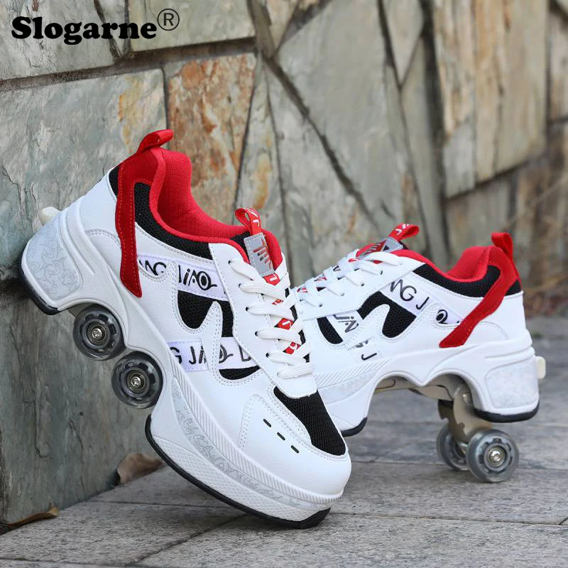 

Kids' Sneakers Four Wheels Skate Shoes Children Deformation Roller Skates Girls Double Row Roller Skates Boy Skates Sport Shoes