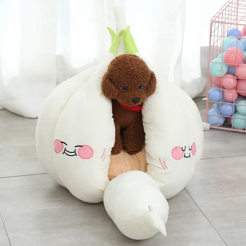 

Autumn and Winter Semi Closed Pet Nest Cartoon Thickened New Cat Nest Warm Dog Nest Hot Garlic Nest Cloth Pet House Garlic Nest