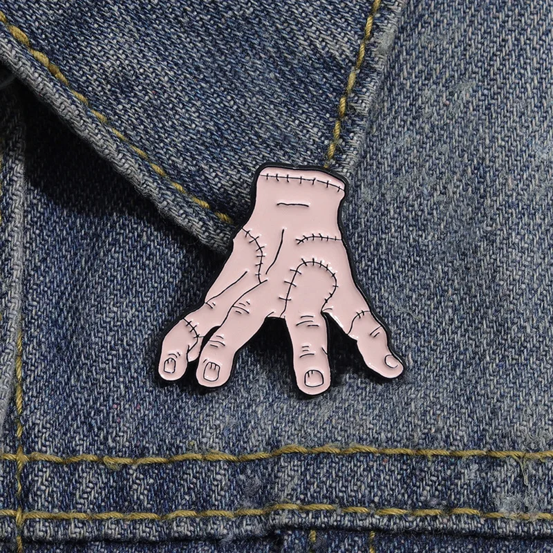 The Thing Enamel Pins Custom Wednesday Horror TV Series Brooches Lapel Badges Punk Gothic Jewelry Gift for Fans Friends