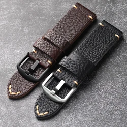 Watch Head Strap Italian Leather Thickened And Soft 20 22 24MM Brown Black Leather Strap, Vintage Style Men's Bracelet