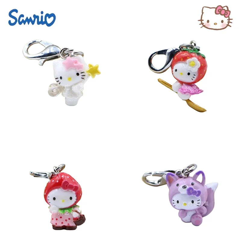 Sanrio Hello Kitty  Doll Keychain Kawaii Angel Mobile Sugar Gourd Backpack Decoration Accessories Holiday Gift