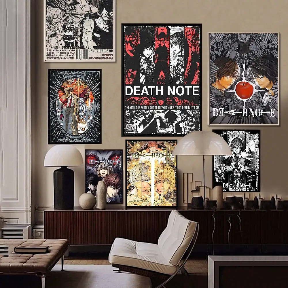 Affiches vintage Anime D-Death Note, autocollants rétro en papier kraft, décoration DIY pour chambre, bar, café, style kawaii.