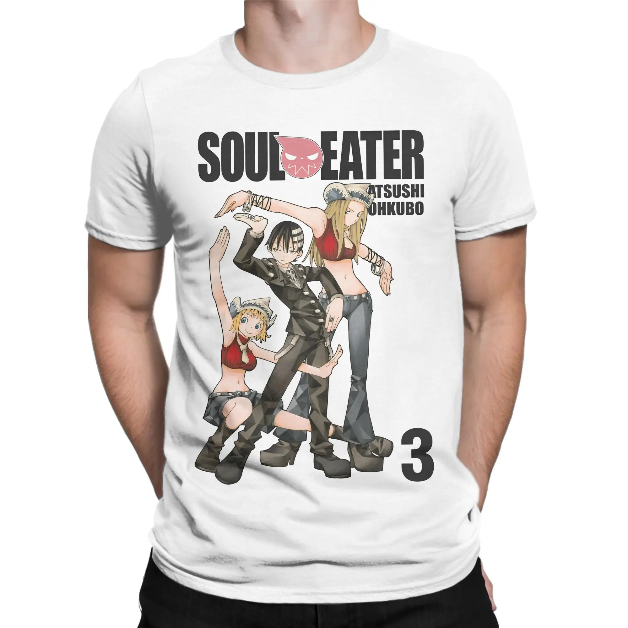 تي شيرت مطبوع عليه Soul Eater Comics Anime للرجال والنساء 100% قطن تي شيرت بأكمام قصيرة