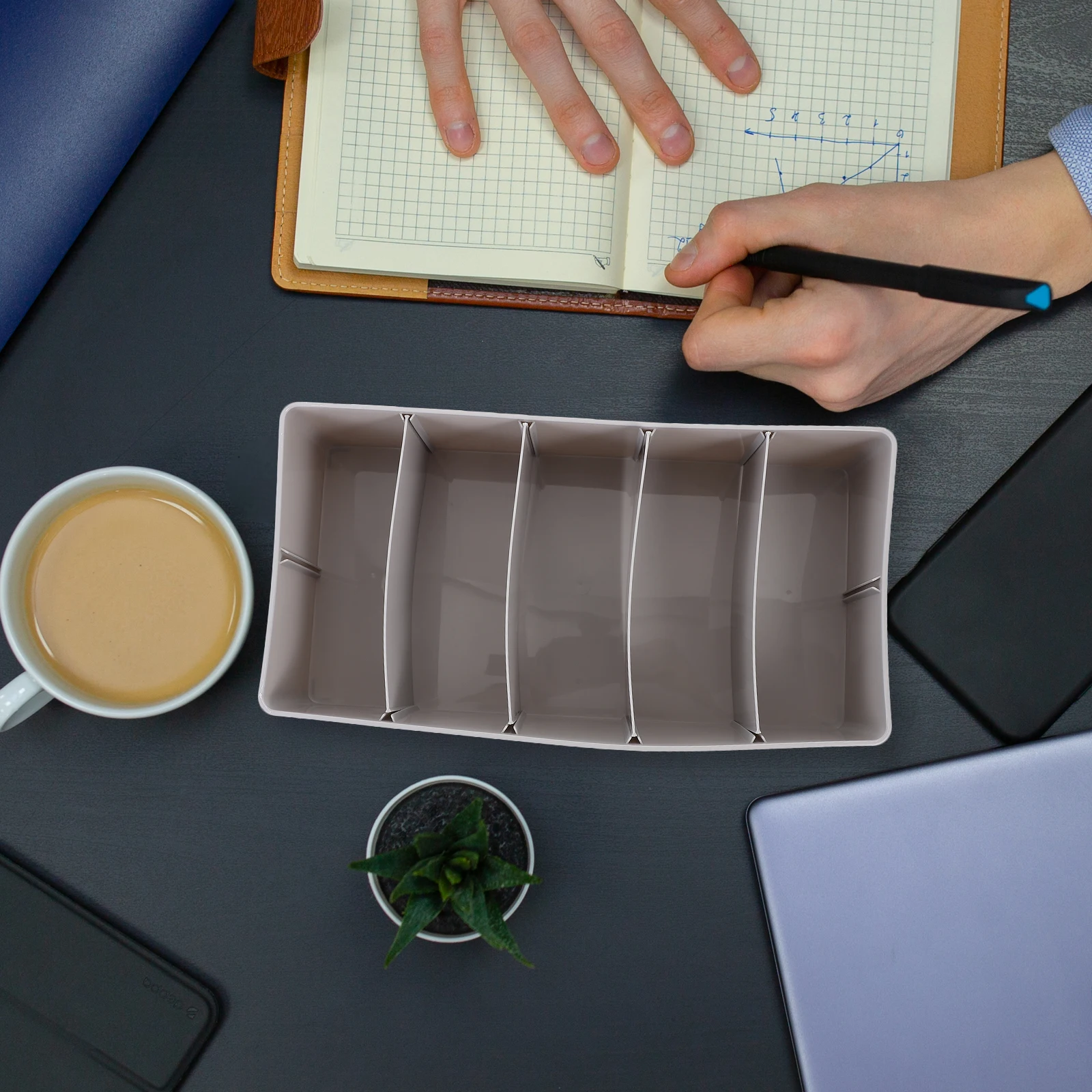 

Coin Holder Change Storage Box Grey Multi Grid Cash Organizer for Office Supermarket Counter Currency Till File Organizer Money