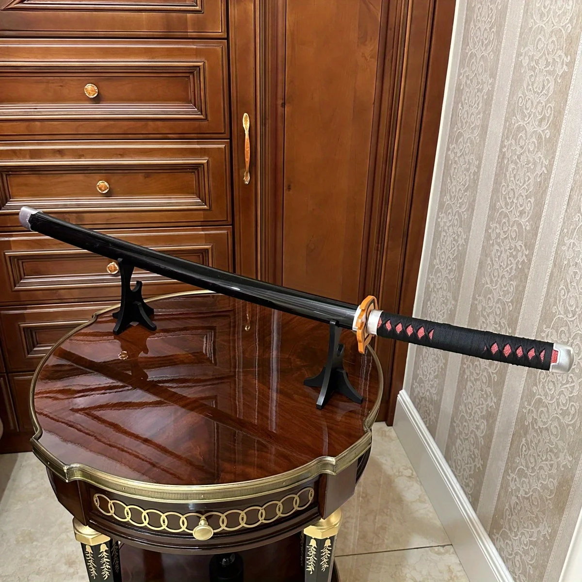 39.3 بوصة شيطان القاتل كامادو تانجيرو خشبية كاتانا السيف الأصلي سكين اليابانية كاتانا صابر تأثيري اكسسوارات الدعامة لعبة #5