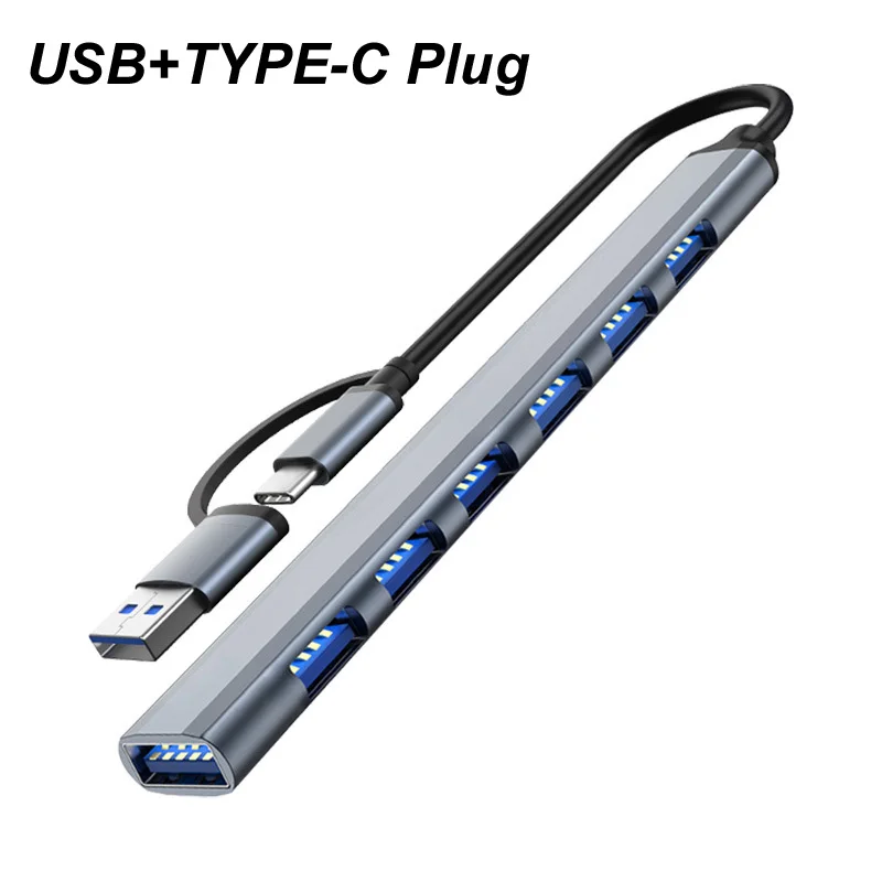 

Aluminium alloy 7 Ports USB Type C 3.0/3.1 HUB multi splitter Adapter for PC Laptop Hard disk Card reader Keyboard Mouse USB OTG