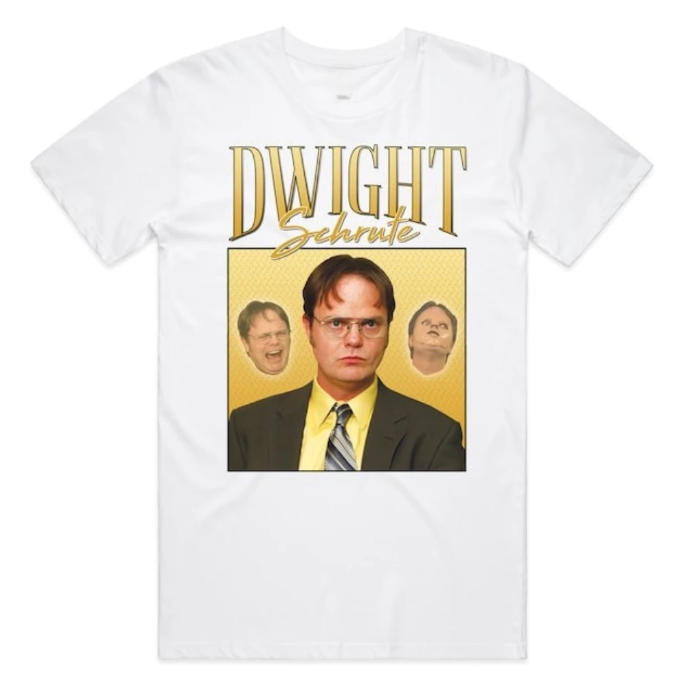 Dwight Schrute Homage US Office T-shirt Michael Scott Vintage 90's Retro Woman Man Cotton Tee Top Christmas Gift Short-sleev