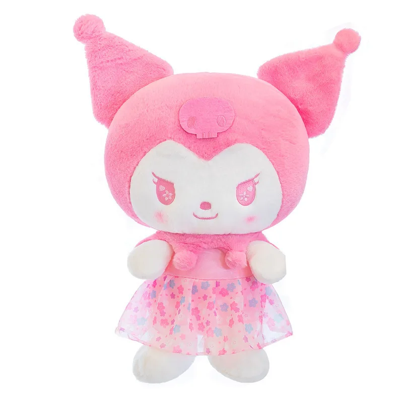 Kuromi Doll Merlot brinquedo de pelúcia para crianças, travesseiro grande, flor rosa, saia, desenhos animados, presente de aniversário