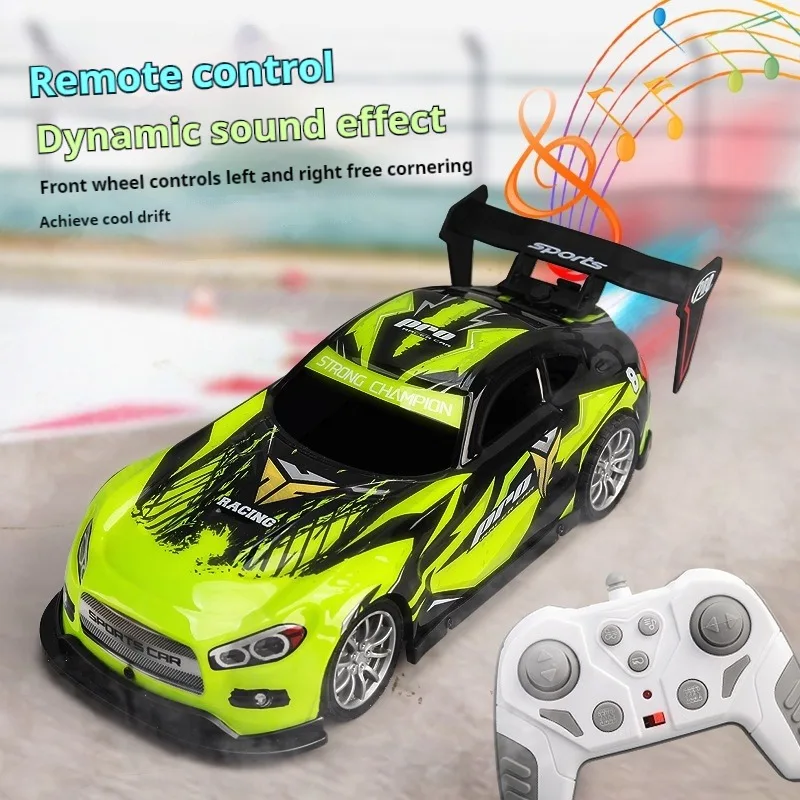 Simulation 28cm neue 2,4g Fernbedienung Auto Spray Drift Sportwagen coole leichte Musik Spray High-End-Kinderspiel zeug Urlaub Geschenk box