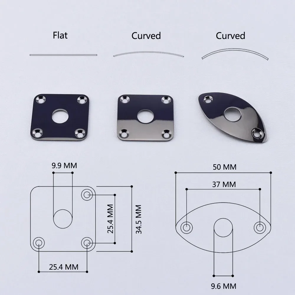 Placa Jack de aço inoxidável plana / curvada para baixo de guitarra elétrica