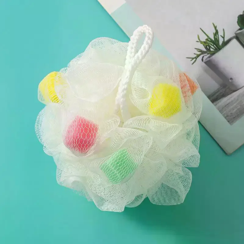 1Pcs Large Bath Balls Color Blocking PE Soft Scrubbing Bubble Net 5 Colors Bath Flower For Relaxing Bath Time