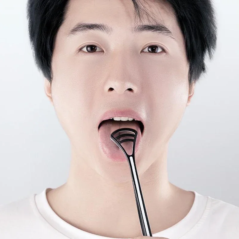 1PCS Dual Uses Tongue Scraper Cleaners Reusable Oral Health Cleaning Brush Hygiene Care Toothbrush Mouth Fresh Breath Scraping
