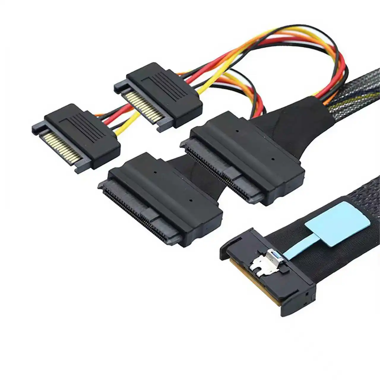 Slimline SAS MCIO 8i 74P To Dual 2 X SFF 8639+15P Adapter Cable for Server Connection Cable Server Data Transmission Cable 0.5m