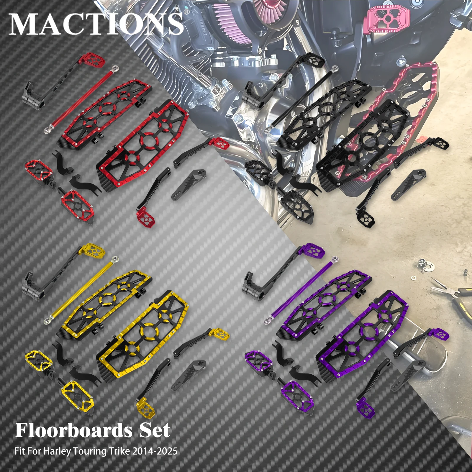 

Motorcycle Floorboards Set Driver Passenger Footpegs Brake Arm Shift Linkage Lever Pedal Kit For Harley Touring Road King 14-25