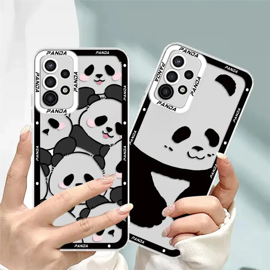 Panda Phone Case for Samsung Galaxy A35 A55A53 A54 A73 A34 A33 A25 A24 A13 A14 A15 Soft Transparent Cover