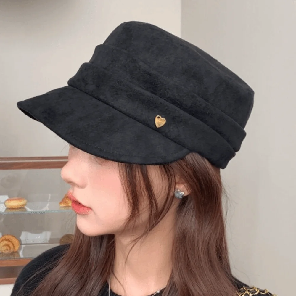 شخصية الكورية نمط الجلد المدبوغ الفروسية قبعة الشامواه Flattop قبعة مسطحة موزع الصحف قبعة خمر الرجعية الرسام قبعة الخريف والشتاء #5