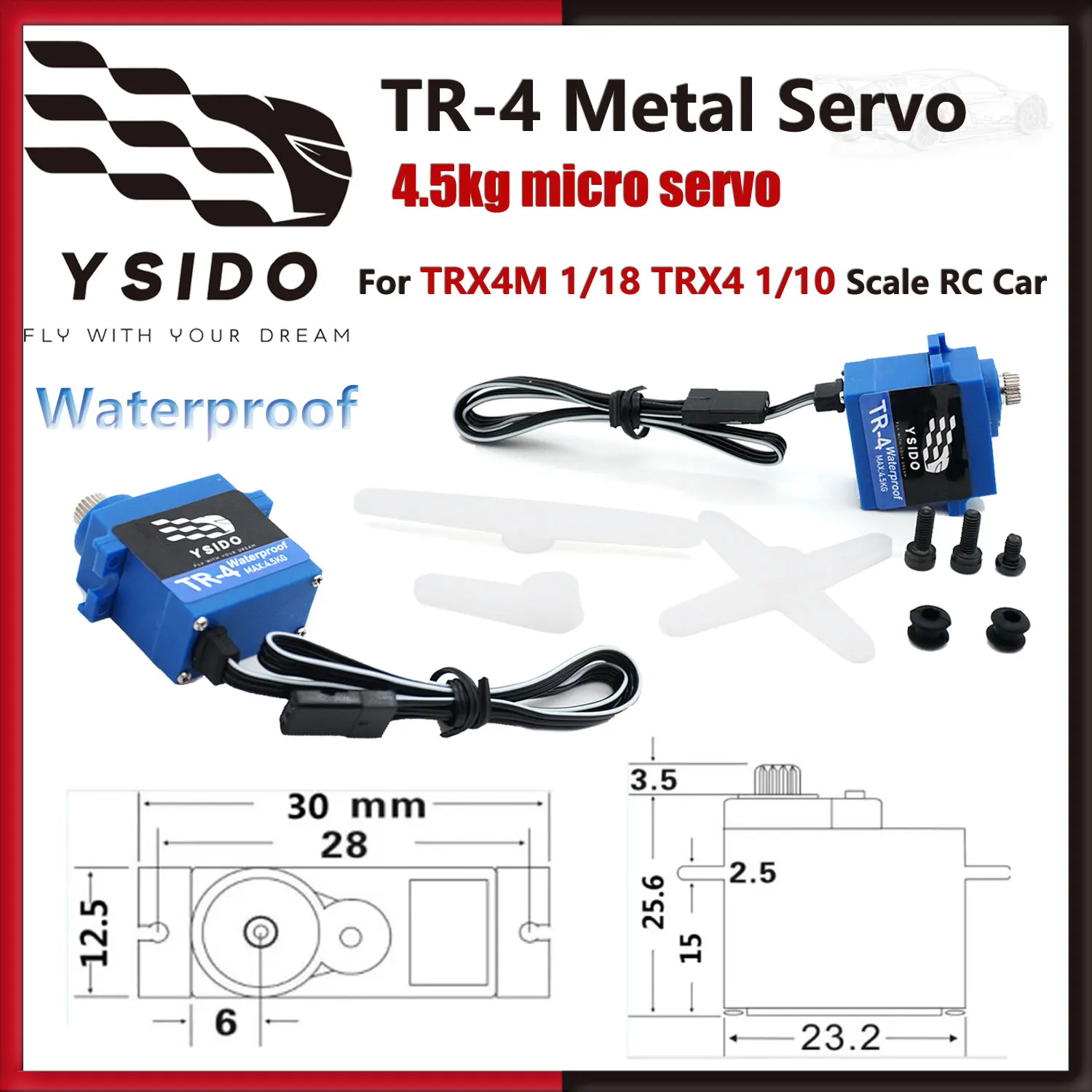 Image of YSIDO TR-4 Wasserdichter Digitaler Mikroservo 4,5KG Metallgetriebe Kernloser Motor für TRX4M 1/18 TRX4 1/10 RC Offroad Crawler Upgrade