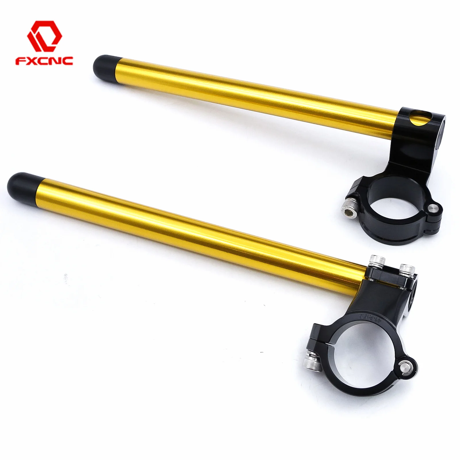 

Gold Motorcycle Handlebar Racing Adjustable CNC 37 41 45 48 50 MM 2 Inch Riser Rised Clip On Fork Tube Handle Bar For Cafe Racer