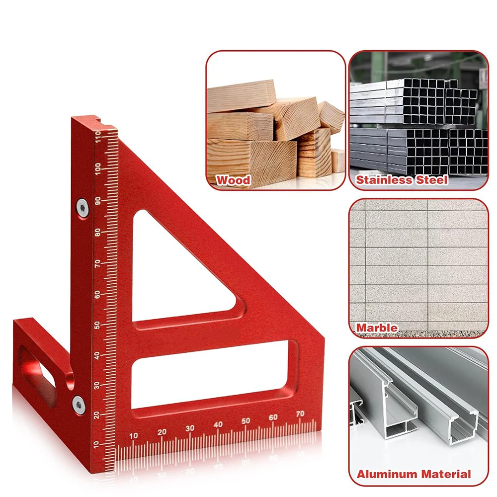 Woodworking Square Protractor Aluminum Alloy Miter Triangle Ruler High Precision Layout Measuring Tool for Engineer Carpenter